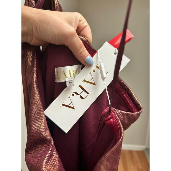 NEW NWT LARA One Shoulder Womens Metallic Full Length Dress Bronze size 12 - Picture 7 of 7